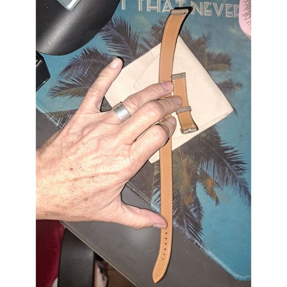 Double Tour Leather Watch Strap Smooth Calfskin for Apple Watch No Buckle - Picture 8 of 10